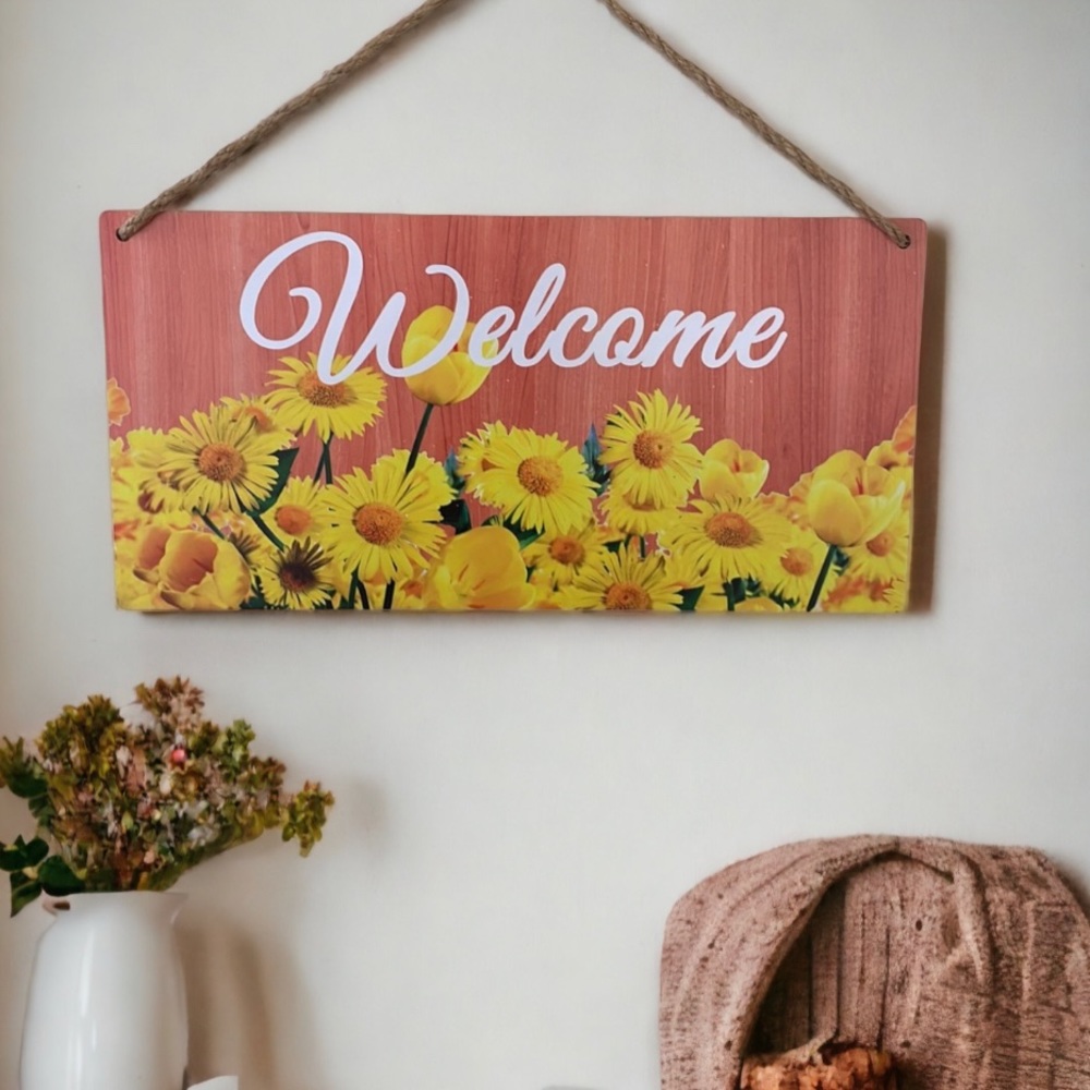 Welcome Floral Hanging Plaque NWT